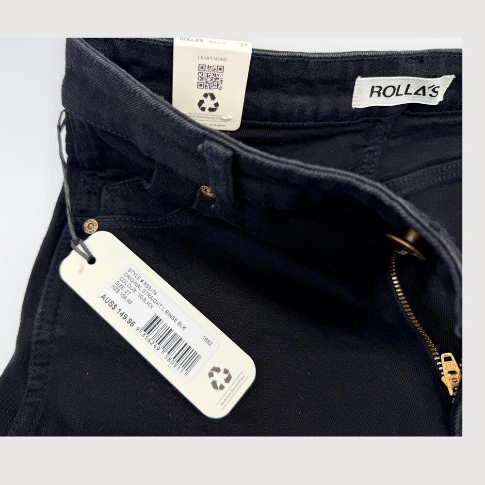 Rolla's Original Straight Jeans High Rise Black 27 NWT - Picture 5 of 9